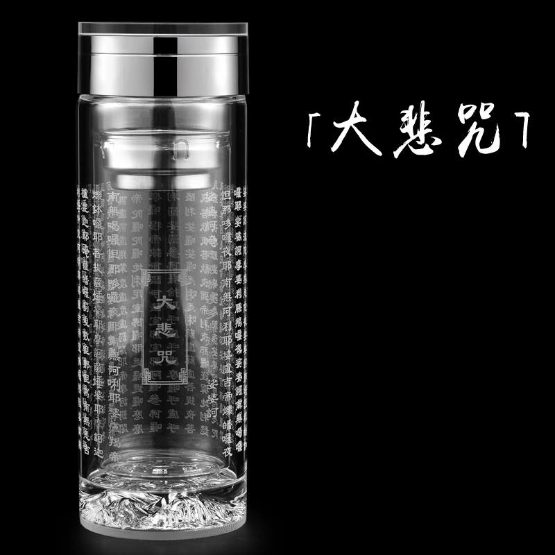 大悲咒水杯雕刻六字大明咒水晶玻璃佛杯,佛杯訂做,佛杯生產廠家